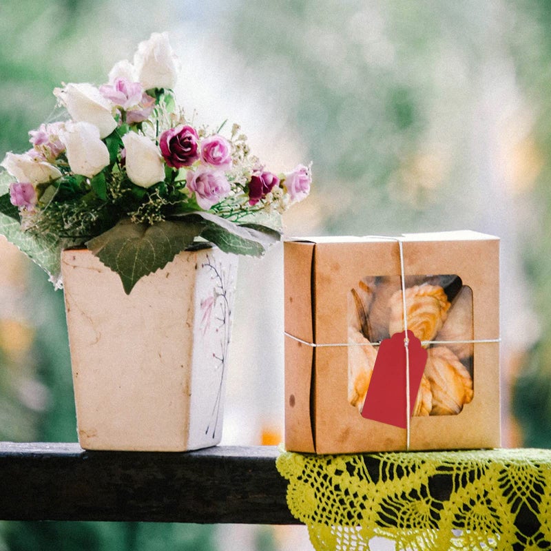 G2PLUS 100PCS Red Gift Tags with String, 2'' x 4'' Blank Paper Gift Tags with Twine for Gift Wrapping, Arts & Crafts, Wedding, Christmas, Thanksgiving, Valentine's Day - Image 5